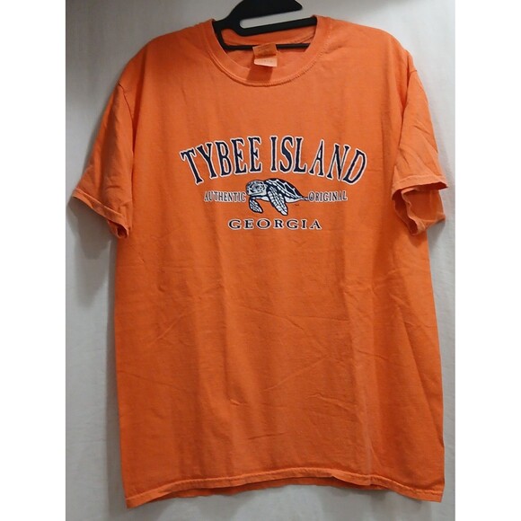 TYBEE ISLAND GEORGIA Original Orange Dyed T-Shirt Turtle Cotton Men's Large EUC - Picture 1 of 5